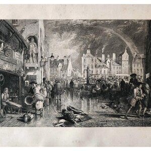 1844 Ayr Fish Market Cross Engraving Victorian William Wallace Scotland DWSS18